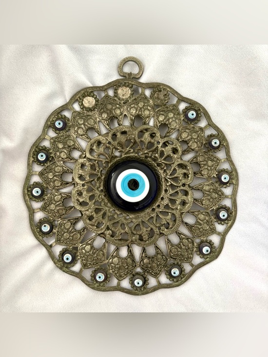 Vintage Other - Vintage silver evil eye wall hanging home decor blue protection art boho indie